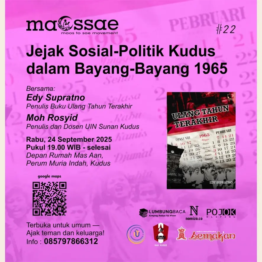 Poster MAOSSAE #22: Jejak Sosial-Politik Kudus dalam Bayang-Bayang 1965